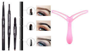 Glamza 3-in-1 Smooth Stereo Eyebrow Pen – Precision, Convenience, Versatility & Optional Eyebrow Stencil