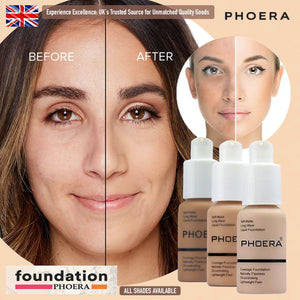 Phoera Foundation Full Coverage Flawless Matte Liquid Foundation - 1 or 2 Pack - Free Delivery