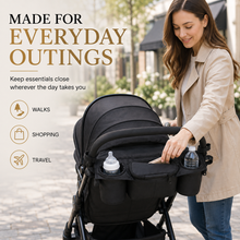 Load image into Gallery viewer, Pram Storage Bag – Universal Pushchair Organiser with Bottle Holders &amp; Zip Pockets