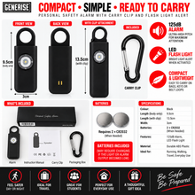 Load image into Gallery viewer, Self Defence Personal Safety Alarm with Carry Clip and Flash Light Alert - 125DB!!