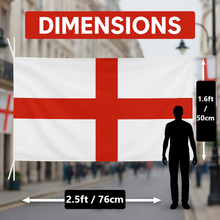 Load image into Gallery viewer, British Patriot England Flag with String – St George Cross – 2.5ft × 1.6ft (76cm × 50cm) – Free UK Delivery