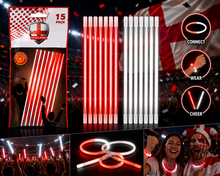 Load image into Gallery viewer, England World Cup 2026 Glow Stick Connectors 15 Pack (20cm x 5mm) Red &amp; White – Free UK Delivery