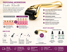 Load image into Gallery viewer, Gold &amp; Black Titanium Derma Roller 0.5mm with Optional Skinapeel Collagen Serum | Free UK Delivery