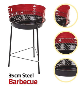 The 14-Inch Portable Charcoal BBQ Grill With Optional Skewer Claws & Bamboo Skewers!