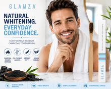 Load image into Gallery viewer, Glamza Bamboo Charcoal Toothbrush – Eco-Friendly Medium Soft Toothbrush | Vegan | Biodegradable Handle
