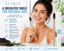 Load image into Gallery viewer, Glamza Bamboo Charcoal Toothbrush – Eco-Friendly Medium Soft Toothbrush | Vegan | Biodegradable Handle