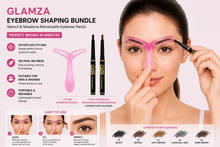 Load image into Gallery viewer, Glamza Eyebrow Shaping Bundle - Stencil &amp; Maxdona Retractable Eyebrow Pens - Free UK Postage