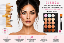 Load image into Gallery viewer, 20pc Makeup Brush Set, 15 Colour Contour Palette &amp; Extras - Free UK Delivery