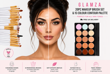 Load image into Gallery viewer, 20pc Makeup Brush Set, 15 Colour Contour Palette &amp; Extras - Free UK Delivery