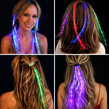 Load image into Gallery viewer, LED Fibre Optic Hair Extensions – Flash Braids | Light-Up Glow Hair for Parties &amp; Festivals | Free UK Delivery