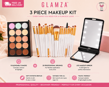 Load image into Gallery viewer, 20pc Makeup Brush Set, 15 Colour Contour Palette &amp; Extras - Free UK Delivery