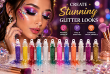 Load image into Gallery viewer, Glamza 12 Mini Glitter Bottles – Add Sparkle to Arts, Crafts, Makeup &amp; DIY Projects - Free Delivery
