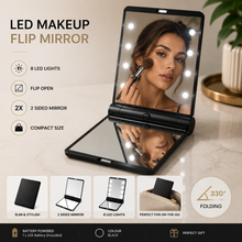 Load image into Gallery viewer, Glamza Portable LED Make Up Flip Mirror – Compact, Stylish &amp; Handbag Friendly