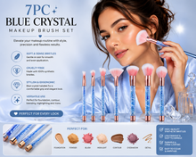 Load image into Gallery viewer, 7pc Blue Crystal Makeup Brush Set – Free UK Delivery