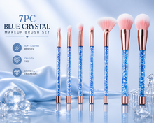 Load image into Gallery viewer, 7pc Blue Crystal Makeup Brush Set – Free UK Delivery
