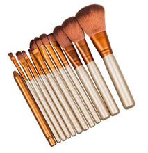 Load image into Gallery viewer, 12pc Bronze Makeup Brush Set