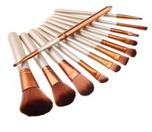 Load image into Gallery viewer, 12pc Bronze Makeup Brush Set