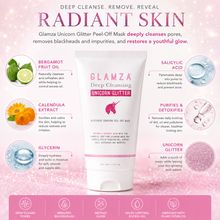 Load image into Gallery viewer, Glamza ‘Unicorn Glitter’ Deep Cleansing Blackhead Peel-Off Masks – Free UK Postage