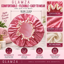 Load image into Gallery viewer, Glamza Luxury Shower Caps – Stylish, Comfortable &amp; Waterproof
