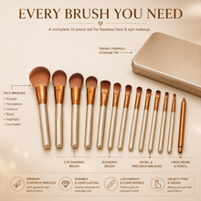 Load image into Gallery viewer, 12pc Bronze Makeup Brush Set &amp; Optional 15 Colour Contour Palette – Free UK Postage