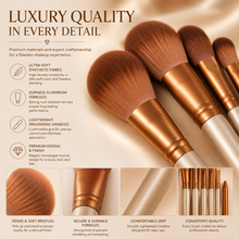 Load image into Gallery viewer, 12pc Bronze Makeup Brush Set &amp; Optional 15 Colour Contour Palette – Free UK Postage