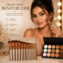 Load image into Gallery viewer, 12pc Bronze Makeup Brush Set &amp; Optional 15 Colour Contour Palette – Free UK Postage