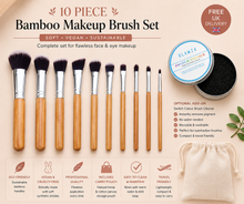 Load image into Gallery viewer, Bamboo Makeup Brush Set (6 Piece or 10 Piece) with Eco-Friendly Storage Pouch | Free UK Delivery