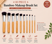 Load image into Gallery viewer, Bamboo Makeup Brush Set (6 Piece or 10 Piece) with Eco-Friendly Storage Pouch | Free UK Delivery