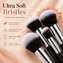 Load image into Gallery viewer, 10pc Black &amp; Silver Makeup Brush Set with Optional Butterfly Palette – Perfect for Flawless Application | Free UK Delivery