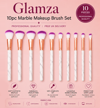 Load image into Gallery viewer, Glamza 10pc Marble Makeup Brush Set – Professional Quality | Free UK Delivery