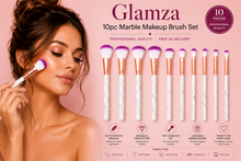 Load image into Gallery viewer, Glamza 10pc Marble Makeup Brush Set – Professional Quality | Free UK Delivery