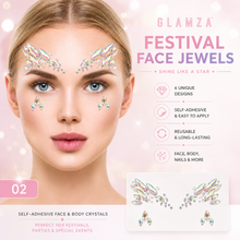 Load image into Gallery viewer, Glamza Festival Face Jewels – Self-Adhesive Face &amp; Body Crystals | Free UK Delivery