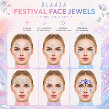 Load image into Gallery viewer, Glamza Festival Face Jewels – Self-Adhesive Face &amp; Body Crystals | Free UK Delivery