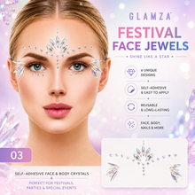 Load image into Gallery viewer, Glamza Festival Face Jewels – Self-Adhesive Face &amp; Body Crystals | Free UK Delivery