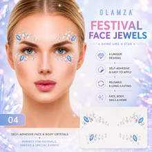 Load image into Gallery viewer, Glamza Festival Face Jewels – Self-Adhesive Face &amp; Body Crystals | Free UK Delivery