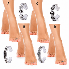 Load image into Gallery viewer, Glamza Silver Toe Rings – Adjustable Vintage Collection with Free Delivery