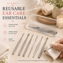 Load image into Gallery viewer, Glamza 6-Piece Stainless Steel Ear Wax Removal Kit with Portable Case