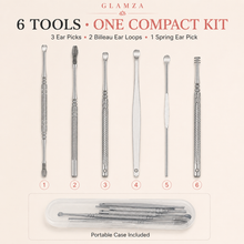 Load image into Gallery viewer, Glamza 6-Piece Stainless Steel Ear Wax Removal Kit with Portable Case