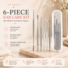 Load image into Gallery viewer, Glamza 6-Piece Stainless Steel Ear Wax Removal Kit with Portable Case