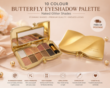 Load image into Gallery viewer, 10 Colour Eyeshadow Butterfly Palette – Naked Glitter Shades with Free UK Postage