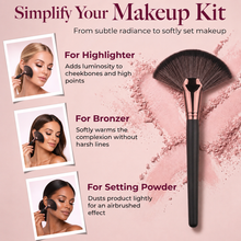Load image into Gallery viewer, Large Fan Makeup Brush – Black Handle with Rose Gold Ferrule - Free UK Postage
