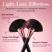 Load image into Gallery viewer, Large Fan Makeup Brush – Black Handle with Rose Gold Ferrule - Free UK Postage