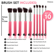 Load image into Gallery viewer, Glamza 10pc Makeup Brush Set – Choose Pink or Blue – Free UK Postage