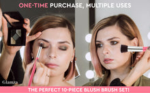 Load image into Gallery viewer, Glamza 10pc Makeup Brush Set – Choose Pink or Blue – Free UK Postage