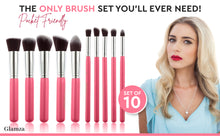 Load image into Gallery viewer, Glamza 10pc Makeup Brush Set – Choose Pink or Blue – Free UK Postage
