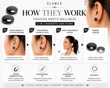 Load image into Gallery viewer, Glamza 2-in-1 Black Ear Studs &amp; Magnetic Slimming Studs – Fashion Meets Wellness