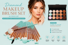 Load image into Gallery viewer, 20-Piece Diamond Makeup Brush Set with Optional Glamza 15-Colour Contour Palette FREE UK Postage!