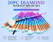 Load image into Gallery viewer, 20-Piece Diamond Makeup Brush Set with Optional Glamza 15-Colour Contour Palette FREE UK Postage!