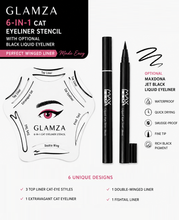 Load image into Gallery viewer, 6-in-1 Cat Eyeliner Stencil with Optional Black Liquid Eyeliner – Perfect Winged Liner Made Easy