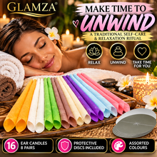 Load image into Gallery viewer, Glamza Clear Sound Premium Ear Candles – 16 Candles / 8 Pairs with Protective Discs